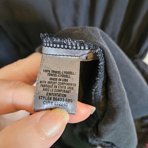 Cloth & Stone Frayed Hem Dress Women's V Neckline Size Large Casual Boho Chic - Picture 7 of 8